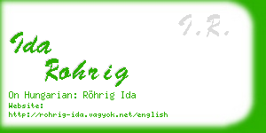 ida rohrig business card